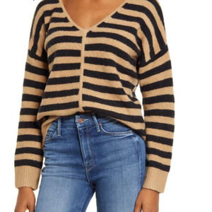 Madewell Bobble Stripe V-Neck Pullover Sweater